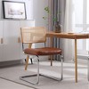 Whizmax 2PCS Dining Chairs Set, Modern Industrial Upholstered Chairs With Rattan Backrest Dining Room Chairs, Brown - 3 of 4
