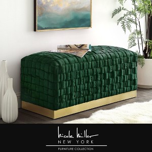 Nicole Miller Satine Velvet Hand Woven Bench with Base - 1 of 4