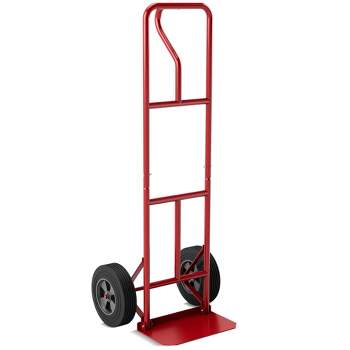 Costway Heavy Duty Hand Truck 660lbs Capacity Trolley Cart with  Foldable Nose Plate Black/Red