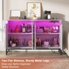Aheaplus Storage Buffet Cabinet with LED Lights, Coffee Bar with Charging Station - 2 of 4