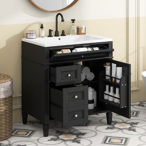 NicBex Bathroom Vanity with Sink/without Sink,Modern Bathroom Sink Vanity with 2 Drawers,30 inch Bathroom Sink Cabinet,Gray/Green/Blue/Black - 1 of 4