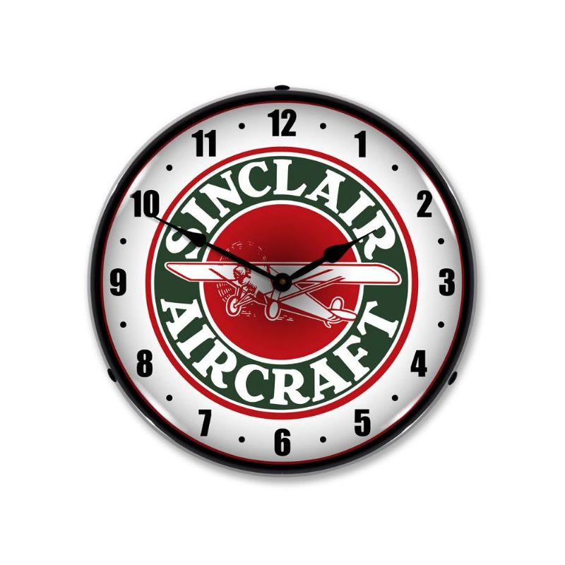 Collectable Sign & Clock | Sinclair Aircraft LED Wall Clock Retro/Vintage, Lighted - Great For Garage, Bar, Mancave, Gym, Office etc 14 Inches, 2 of 5
