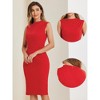 Allegra K Women's Stand Collar Sleeveless Knee Length Business Sheath Dress - 2 of 4