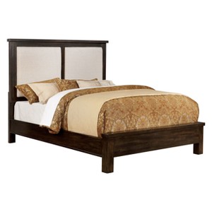 Rouse Transitional Padded Headboard Queen Bed Dark Walnut - ioHOMES, Brown