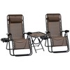 TiramisuBest Zero Gravity Chair Set w/ Side Table, Cupholders & Pillows - Folding Recliner for Pool/Backyard/Beach (Brown) - 3 of 4