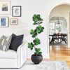 Fiddle Leaf Fig Artificial Tree with White Planter,5ft Faux Plants Indoor with Moss, Fake Rubber Tall Fake Floor Plant in Pot - 2 of 4
