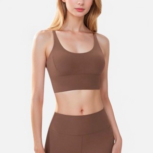 Anna-Kaci Women's Strappy Back Sports Bra with Contrast Detail and Scoop Neck - 1 of 4