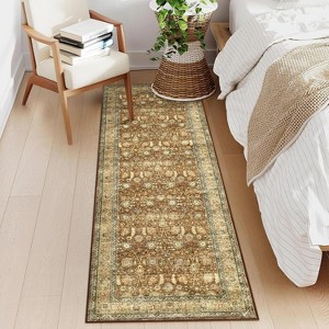 Washable Area Rug, Pastel Oriental Low-Pile Carpet, Stain-Resistant & Non-Slip Runner for Living Room Bedroom Kitchen Hallway Laundry - 1 of 4