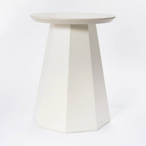 Daffan Faceted Round Accent Table Cream - Threshold™ designed with Studio McGee: Modern No Assembly Wood & MDF - 1 of 4