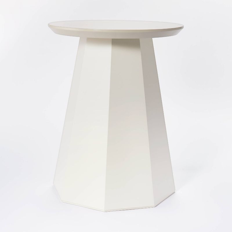 Daffan Faceted Round Accent Table Cream - Threshold&#8482; designed with Studio McGee, 1 of 6