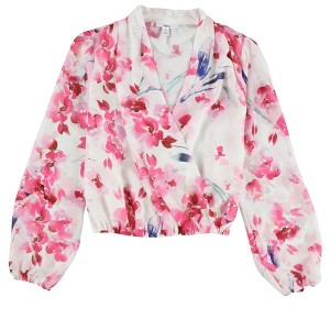 bar III Womens Surplice Floral Pullover Blouse - 1 of 2