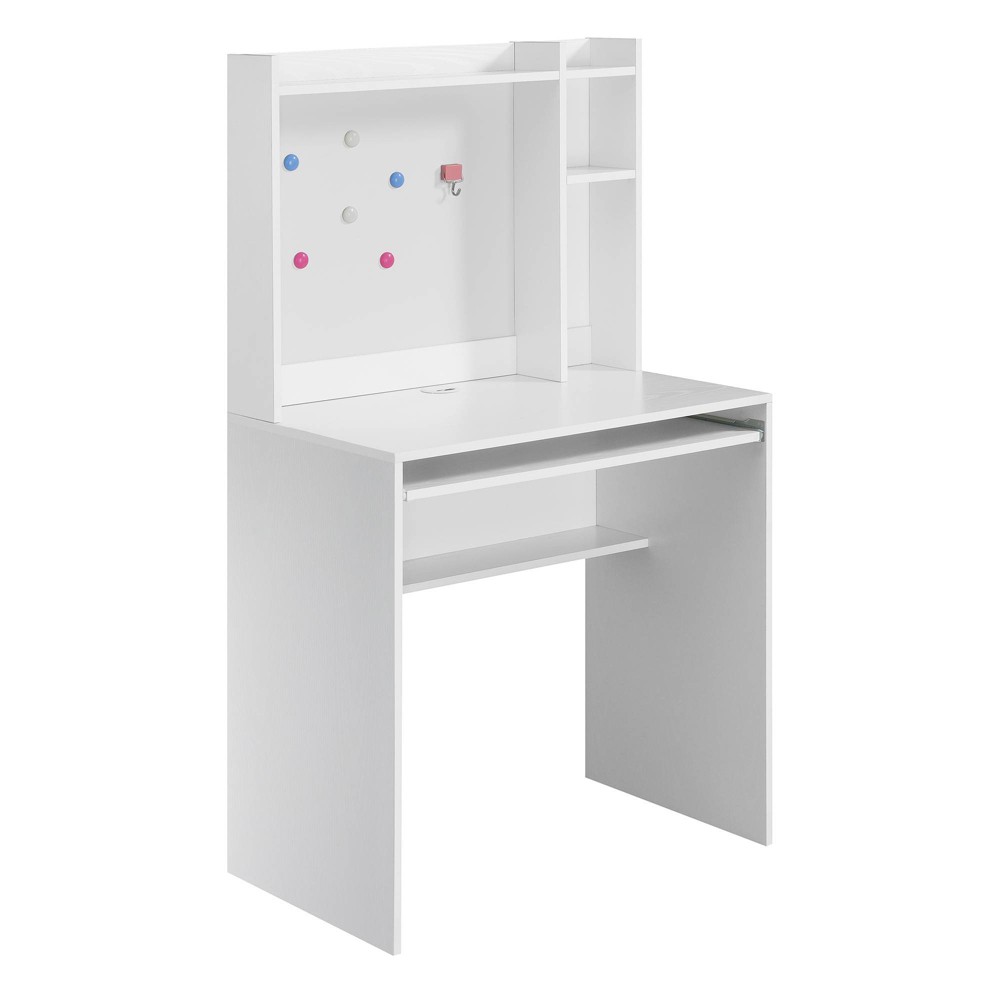 Designs2Go Student Desk with Magnetic Bulletin Board and Shelves White - Breighton Home: Bedroom Space-Saver, Hutch-Style Storage