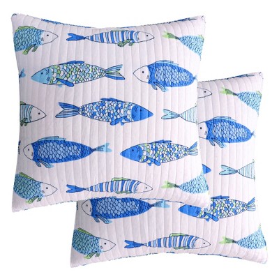 Catalina Fish Quilted Euro Sham - 2pk - Levtex Home