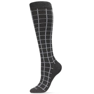 Memoi Unisex Window Pane Knee High Cotton Blend 15-20mmHg Graduated Compression Socks - 1 of 4