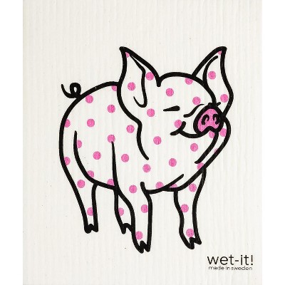 Wet It Dishcloth, Polka Pig; Ppi