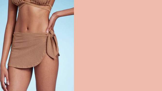 Women's Crochet Faux Sarong Bikini Bottom - Shade & Shore™ Light Brown, 2 of 9, play video