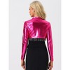 INSPIRE CHIC Women's Cropped Holographic Party Shiny Lightweight Long Sleeve Shrugs - 4 of 4