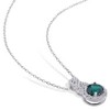 EVERLY JEWELRY | Sterling Silver Created White Sapphire and Created Emerald Teardrop Halo Pendant with Chain, 18 inc - 4 of 4
