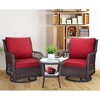 3-Piece Outdoor Rattan Swivel Rocking Patio Set, 360-Degree Swivel Rocking Chair Stylish Wicker Patio Bistro,Thick Cushions and Glass Coffee Table - 2 of 4