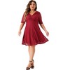 Agnes Orinda Women's Plus Size V Neck Swing Cocktail Wedding Midi Lace A-Line Dress - 3 of 4