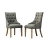 DOMETOUR Button Tufted Dining Chair Solid Wood Wingback Hostess Chairs with Nail Heads Set of 2 - 3 of 4