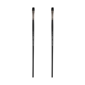 Black Swan Synthetic Red Sable Paint Brushes Flat Sets of 2- Professional Quality Long Handle Paint Brushes in Assorted Shapes and Sizes for Oil, - 1 of 4