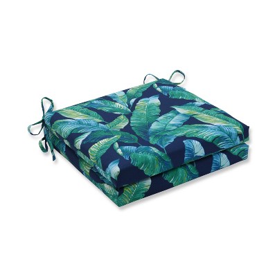 20" x 20" x 3" 2pk Hanalai Lagoon Squared Corners Outdoor Seat Cushions Blue - Pillow Perfect