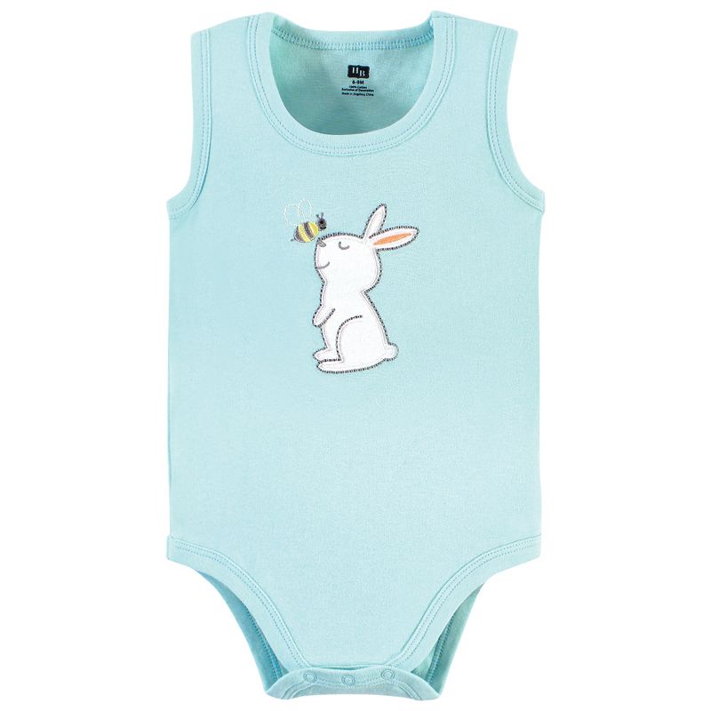 Hudson Baby Unisex Baby Cotton Sleeveless Bodysuits, Bunny And Bee, 4 of 9