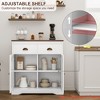 Farmhouse White Buffet Cabinet w/Storage, Kitchen Sideboard w/2 Doors and 2 Drawers, Wooden Coffee Bar Cabinet with Shelves - 3 of 4