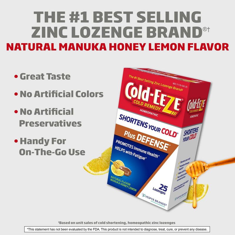 Cold-Eeze Plus Defense Manuka Honey Lemon Lozenges - 25ct, 5 of 9