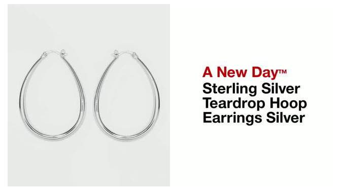 Sterling Silver Teardrop Hoop Earrings - A New Day&#8482; Silver, 2 of 5, play video