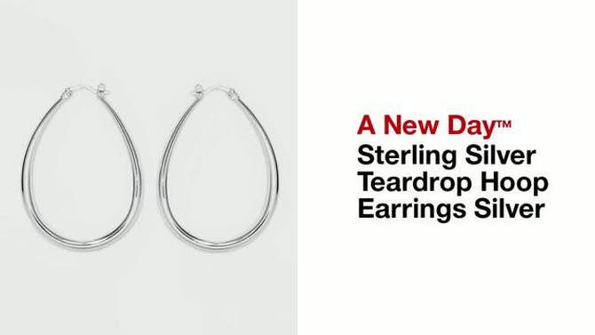 Sterling Silver Teardrop Hoop Earrings - A New Day&#8482; Silver, 2 of 5, play video
