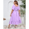 Plus Size Summer Dress for Women Square Neck Casual Boho A Line Maxi Dress - 4 of 4