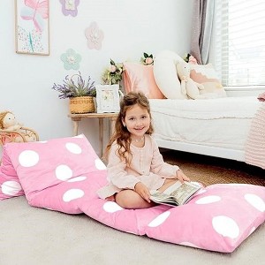 Butterfly Craze Butterfly Craze Floor Pillow Case, Mattress Bed Lounger Cover, Polka Pink, Queen Size - for Kids & Adults - 1 of 3