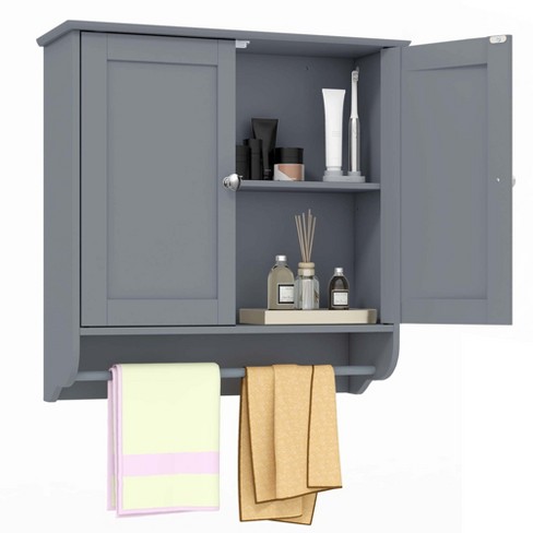 Costway Wall Mount Bathroom Cabinet Wooden Medicine Cabinet Storage  Organizer