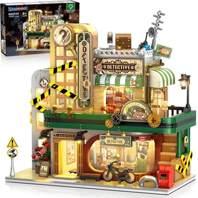 Insoon Detective Agency Building Set,1231PCS Detective House Building Block Toy with Clue Wall Sofa, Office Architecture Construction Model for 6+