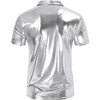 Men's 70s Disco Shirts Shiny Sequins Short Sleeve Party Shirt Slim Fit Nightclub Costume Tops - 3 of 4