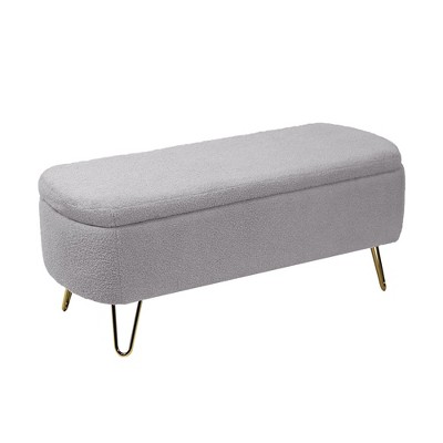 NicBex Adele Upholstered Padded Storage Bench Grey