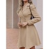 Women's Double Breasted Trench Coat Belted Waist Dressy Fit Flared Hem Long Sleeve  Jacket - 3 of 3