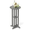 Resenkos 21.5 Inch Round Bar Table Patio HDPE Bar Height Dining Table with Slatted Tabletop-Gray - 3 of 4