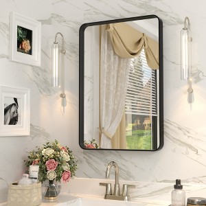 Apmir Rectangular Aluminum Alloy Framed and Tempered Glass Wall Bathroom Vanity Mirror in Matte Black/ Gold/ Silver/ Brown - 1 of 4