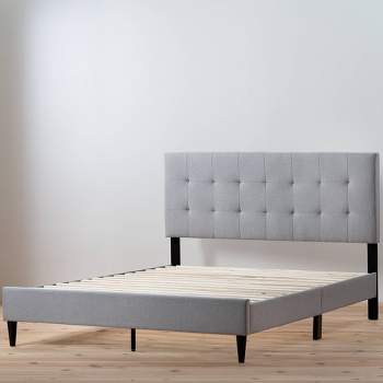 Tara Upholstered Platform Bed Frame with Square Tufted Headboard - Brookside Home