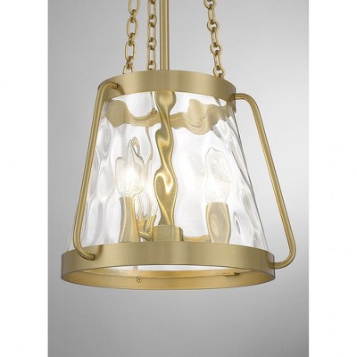Crawford Warm Brass 3-Light Pendant with Clear Water Glass Shade