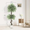 Banyan Artificial Ficus Tree for Home Decor Indoor with Pebbles & Green Fake Moss - 2 of 2