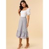 INSPIRE CHIC Women's Chiffon Elastic Waist Ruffle Tiered Flowy Midi Floral Printed Skirts - 2 of 4