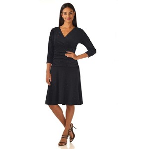 Rekucci Women's Slimming 3/4 Sleeve Fit and Flare Crossover Tummy Control Dress - 1 of 4