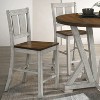 HOMES: Inside + Out Set of 2 Naxti Rustic Counter Height Chairs Light Oak/Antique White: Farmhouse Style, Rubberwood Frame - 2 of 4