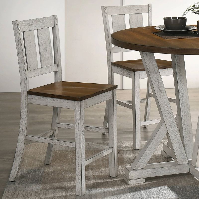 Set of 2 Naxti Rustic Counter Height Chairs Light Oak/Antique White - HOMES: Inside + Out, 3 of 9