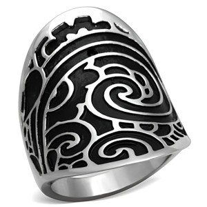 Slickblue Women's Stainless Steel Ring, Spiral Detail with Jet Epoxy, Polished No Plating, Sizes 5-10 - 1 of 4
