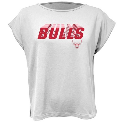 NBA Chicago Bulls Women's White Round Neck Short Sleeve T-Shirt